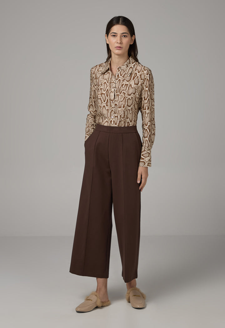 Choice Basic Straight Wide Cut Trousers Brown