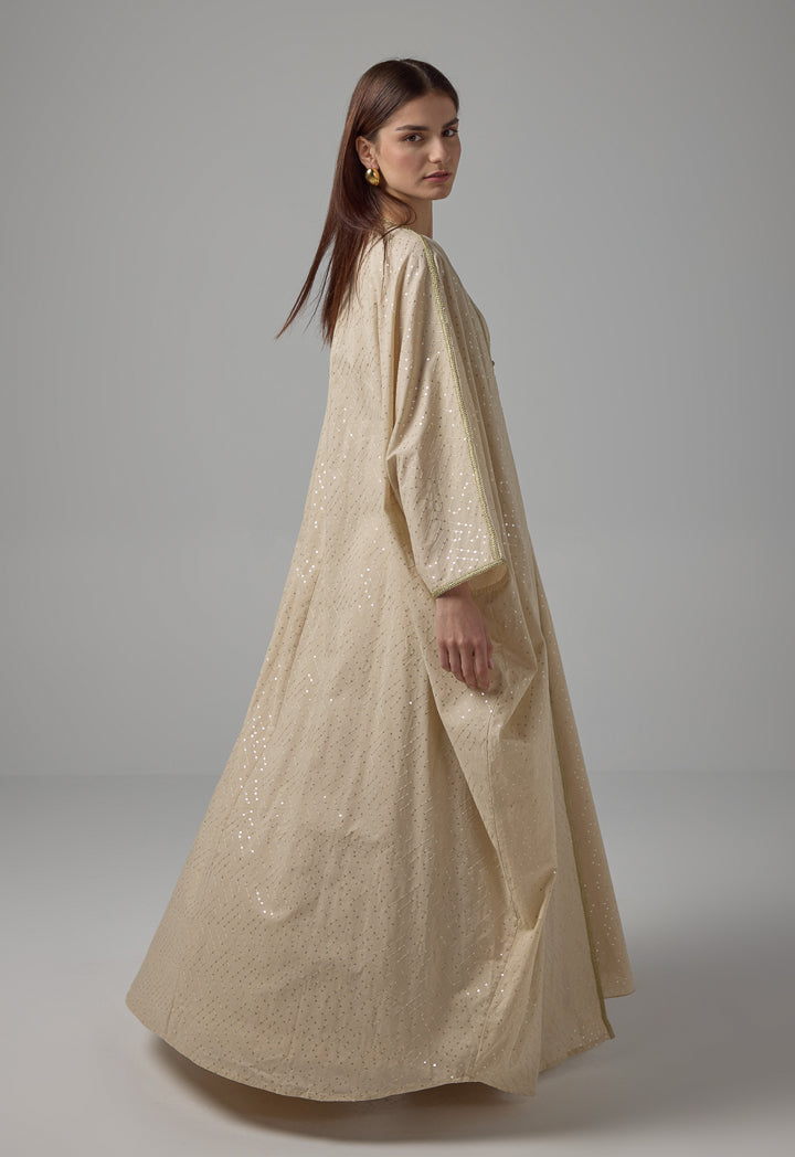 Choice Oversized Sequin Maxi Abaya Beige