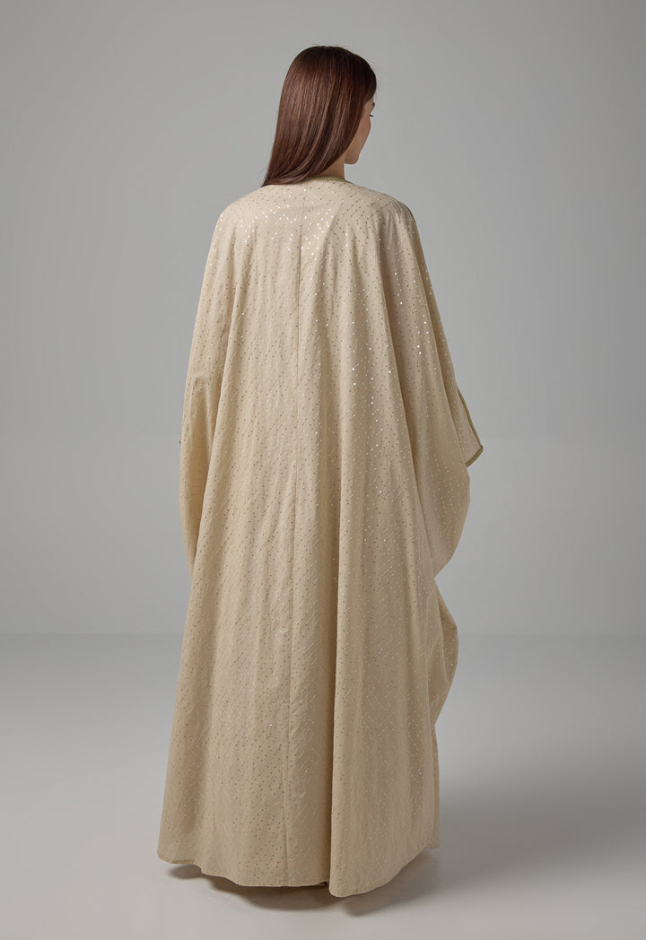 Choice Oversized Sequin Maxi Abaya Beige