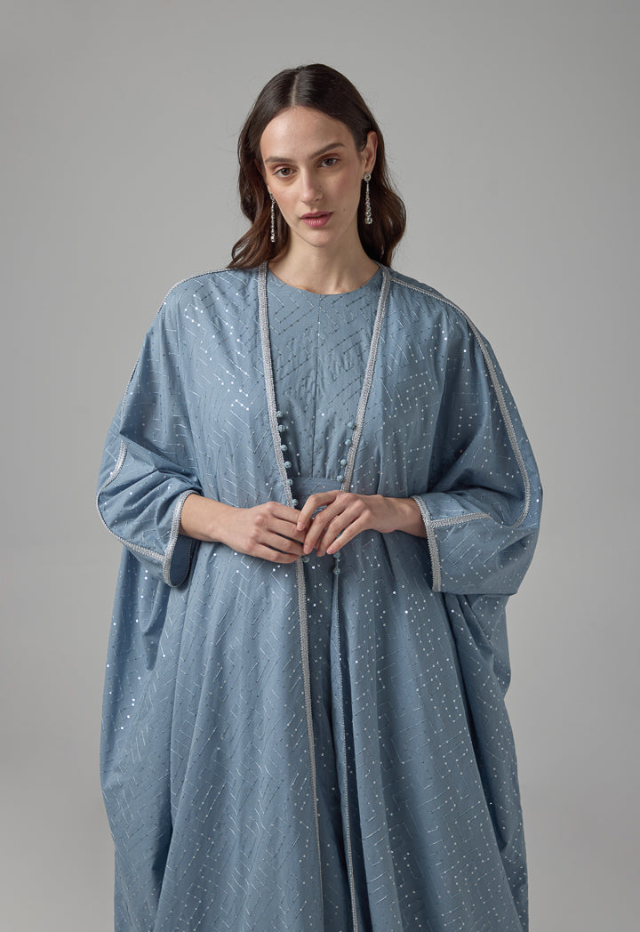 Choice Oversized Sequin Maxi Abaya Blue