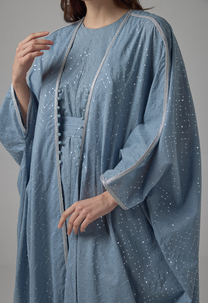 Choice Oversized Sequin Maxi Abaya Blue