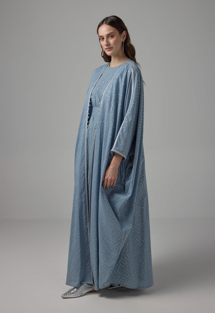 Choice Oversized Sequin Maxi Abaya Blue