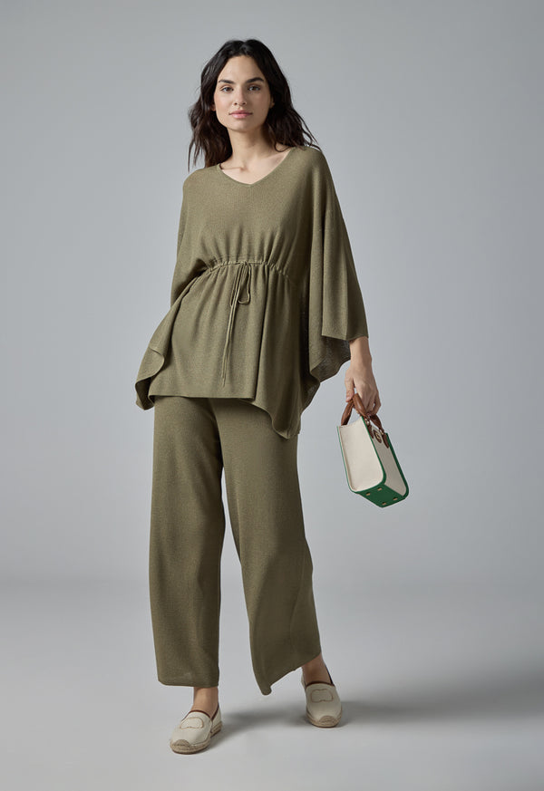Choice Knitted Oversized Lurex Blouse Taupe