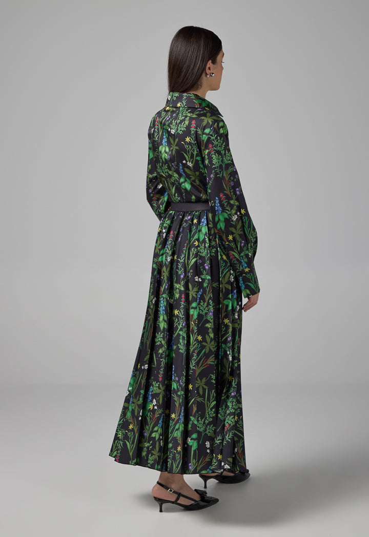 Choice Floral Printed Pleated Elastic Waistband Skirt Multi Color