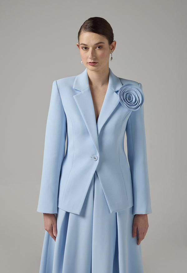 Choice Solid Single Breasted Blazer Blue