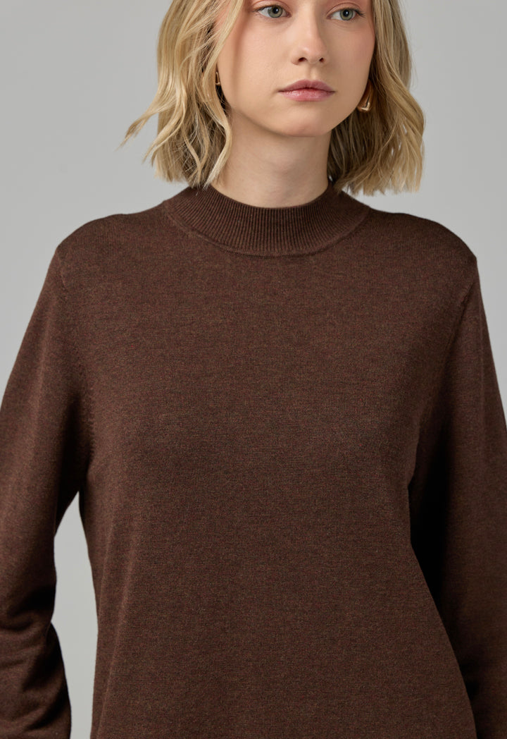 Choice Basic Long Sleeve Knitted Sweater Brown
