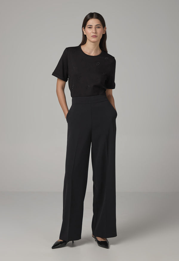 Choice Basic Straight Wide Cut Trousers Black