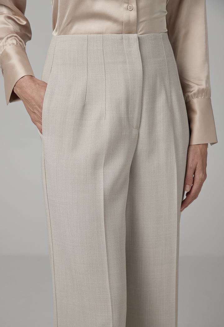 Choice Solid Wide Leg Trousers Cream