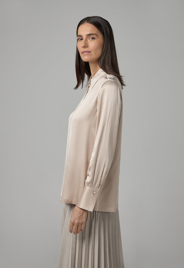 Choice Long Sleeve Basic Shirt Beige