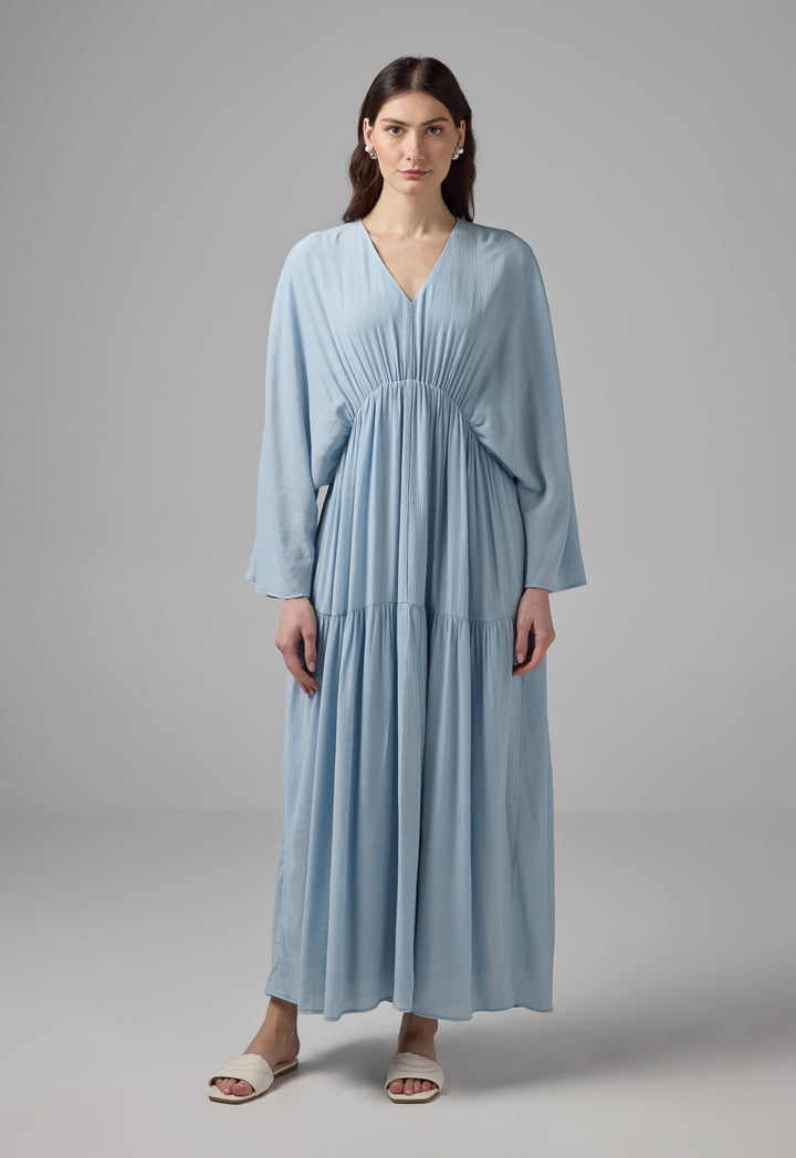 Choice V-Neck Elastic Waist Dress Blue