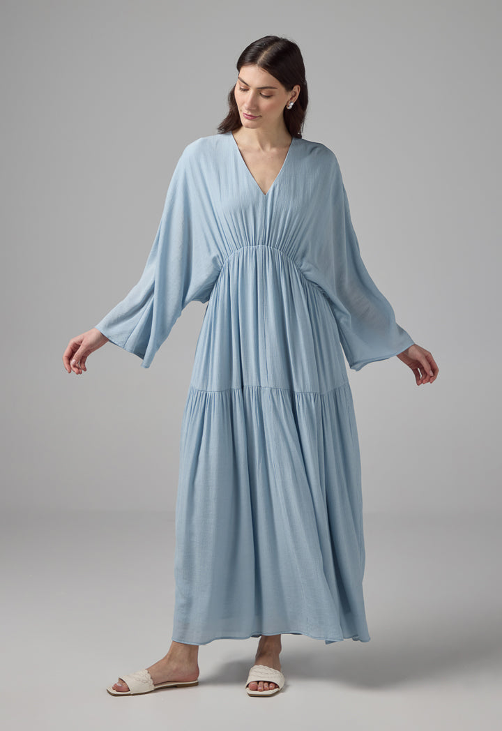 Choice V-Neck Elastic Waist Dress Blue