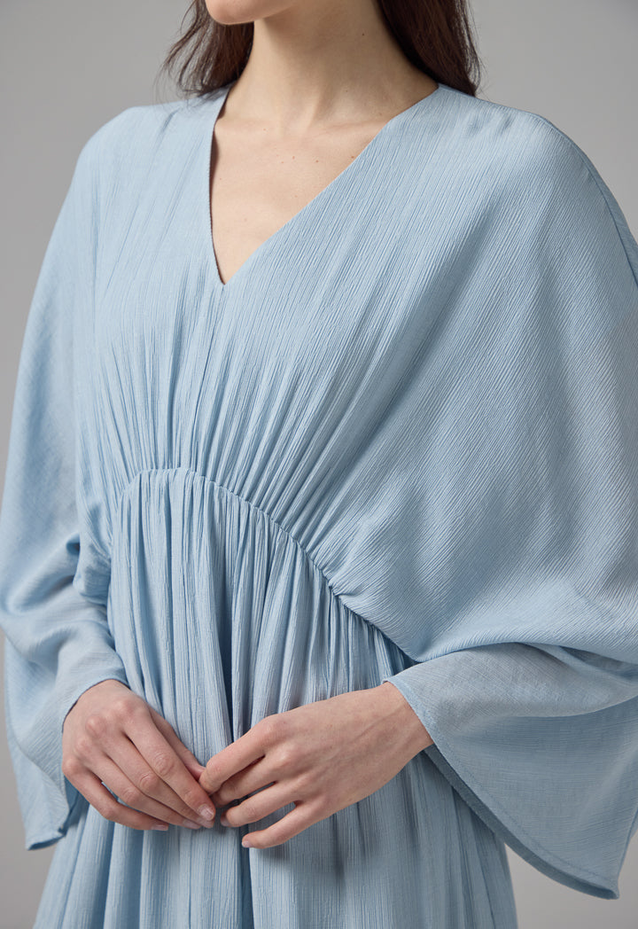 Choice V-Neck Elastic Waist Dress Blue