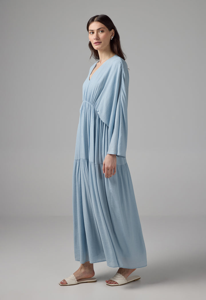 Choice V-Neck Elastic Waist Dress Blue