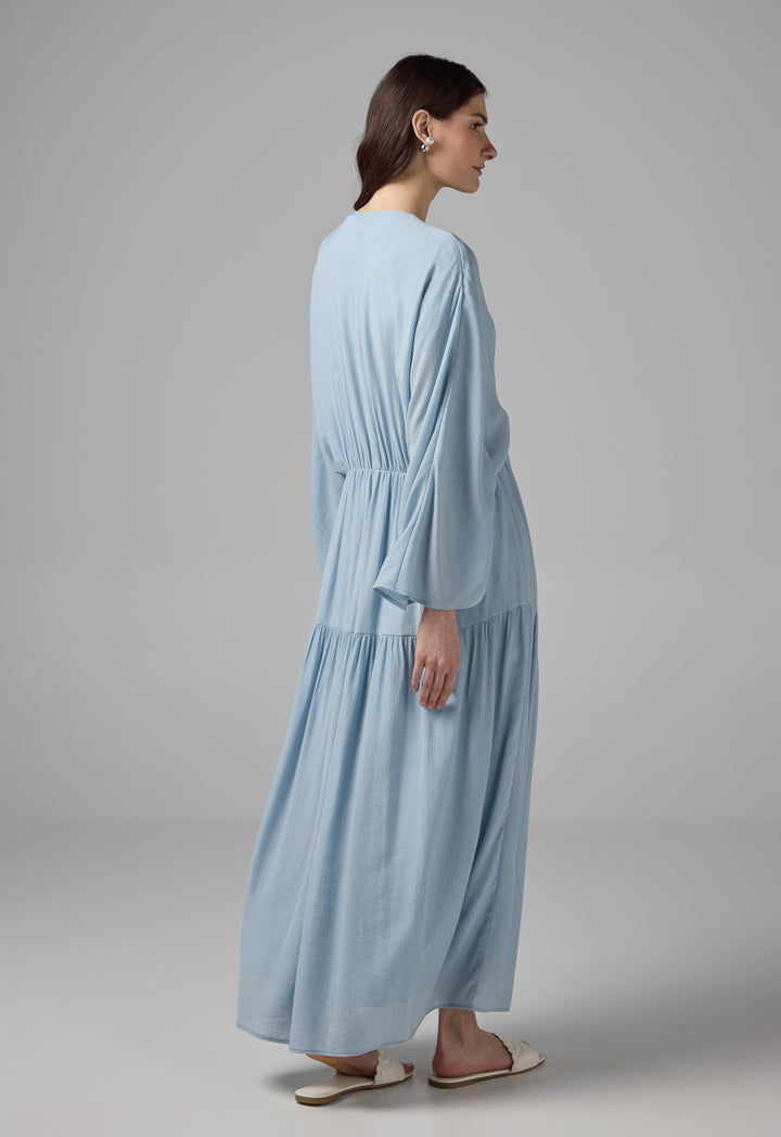 Choice V-Neck Elastic Waist Dress Blue