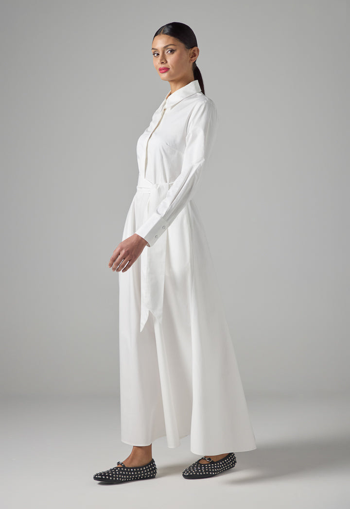 Choice Long Sleeve Solid Maxi Dress Off White