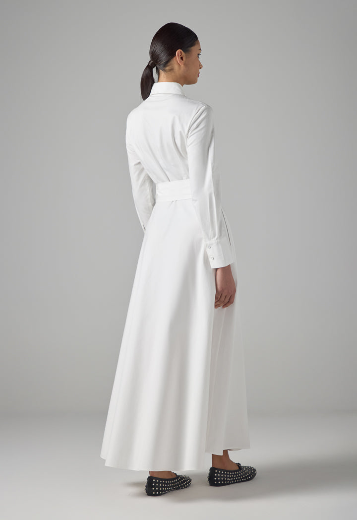 Choice Long Sleeve Solid Maxi Dress Off White
