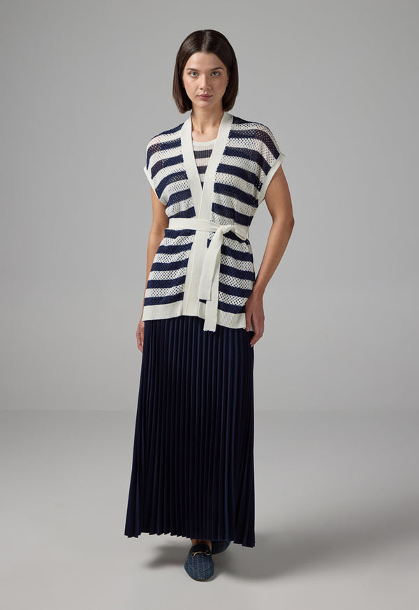 Choice Pleated Flared Basic Skirt Navy