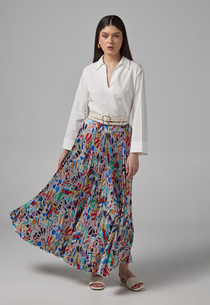 Choice All Over Pleated Colorful Skirt Multi Color