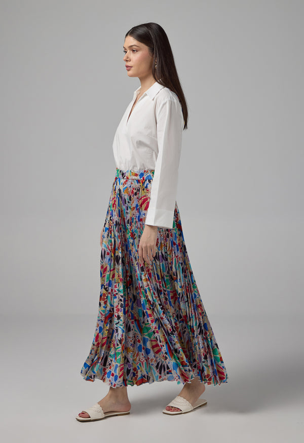 Choice All Over Pleated Colorful Skirt Multi Color