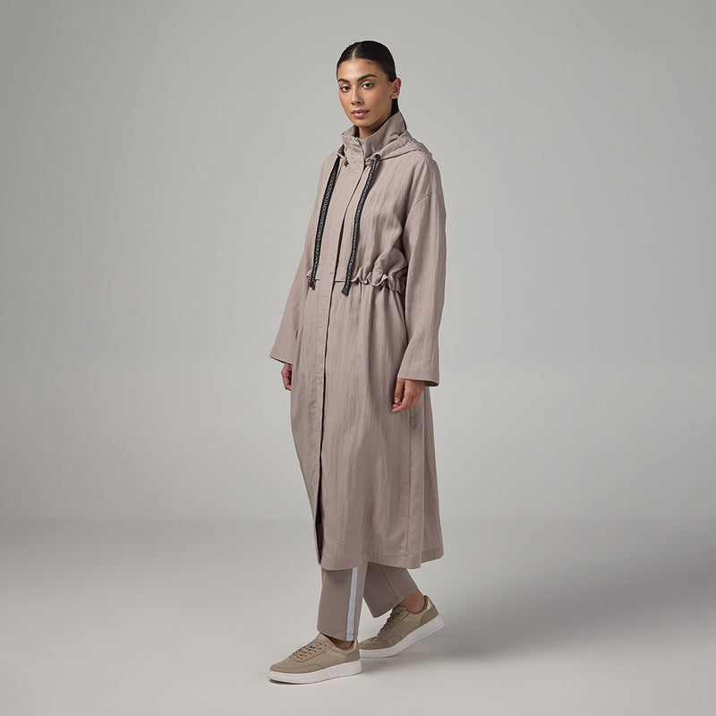 Choice Solid Long Sleeve Midi Coat Vison