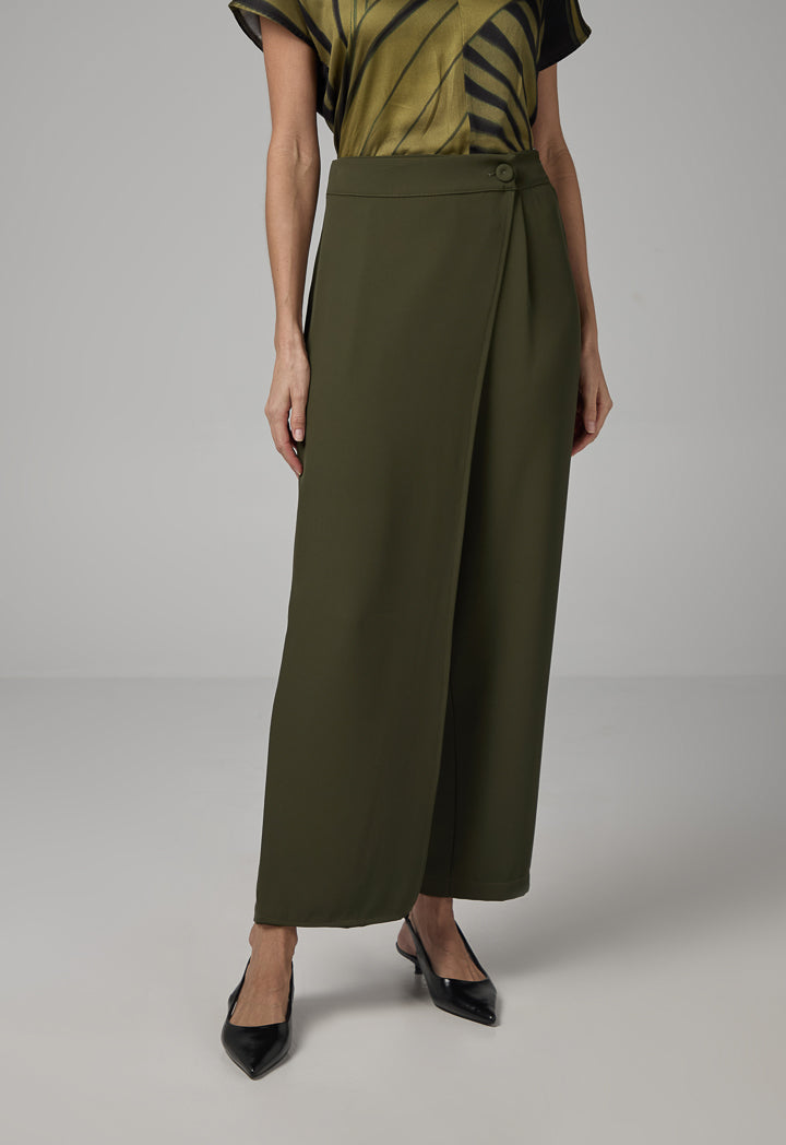 Choice Straight Cut Wrap Trousers Khaki