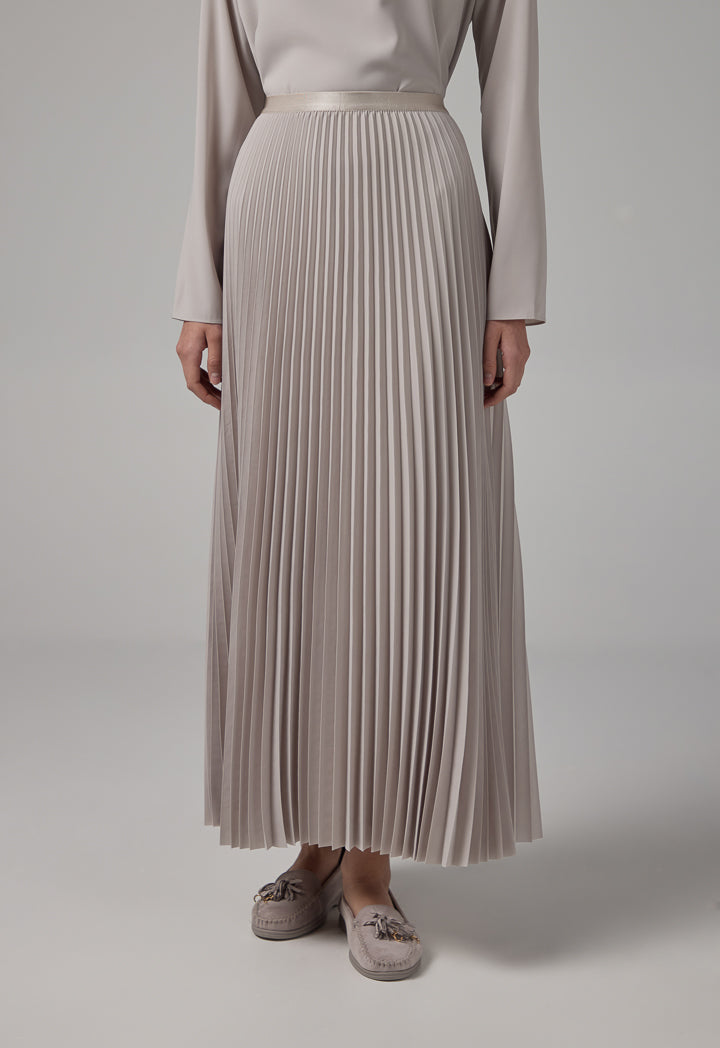 Choice Solid Pleated Maxi Skirt Grey