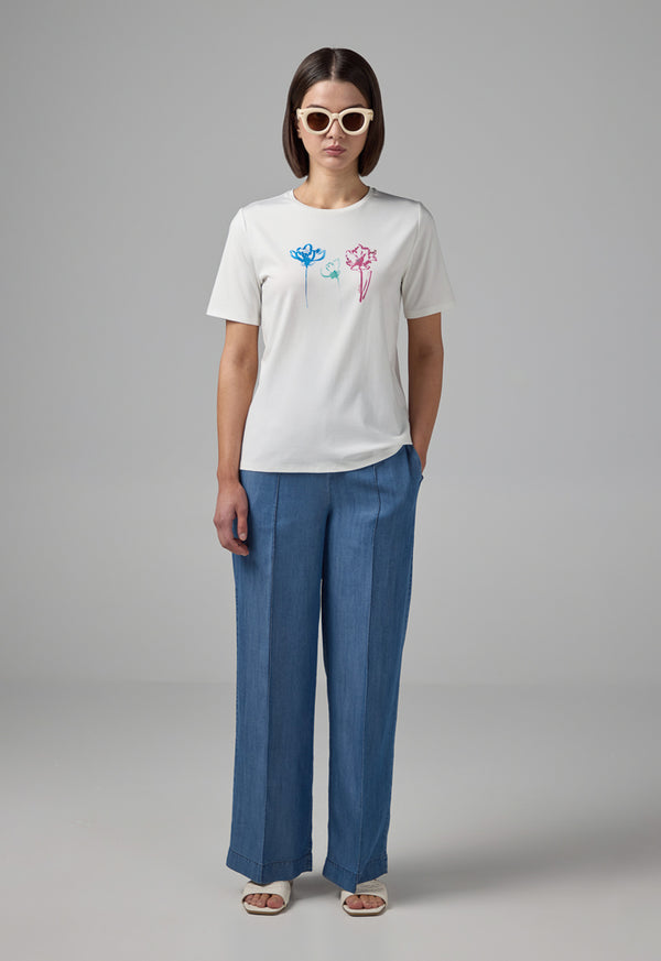 Choice Printed Round Neck T-Shirt Off White