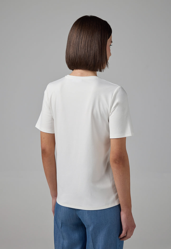 Choice Printed Round Neck T-Shirt Off White
