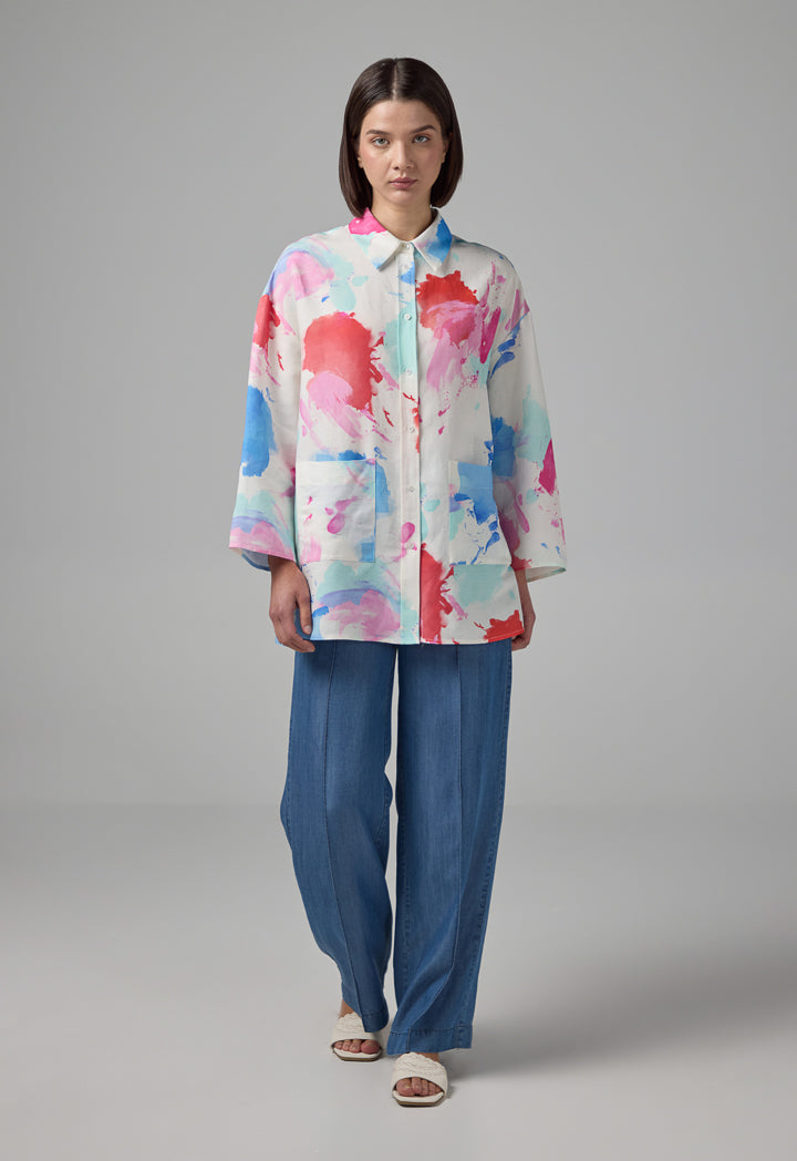 Choice Printed Front Pockets Shirt Multi Color