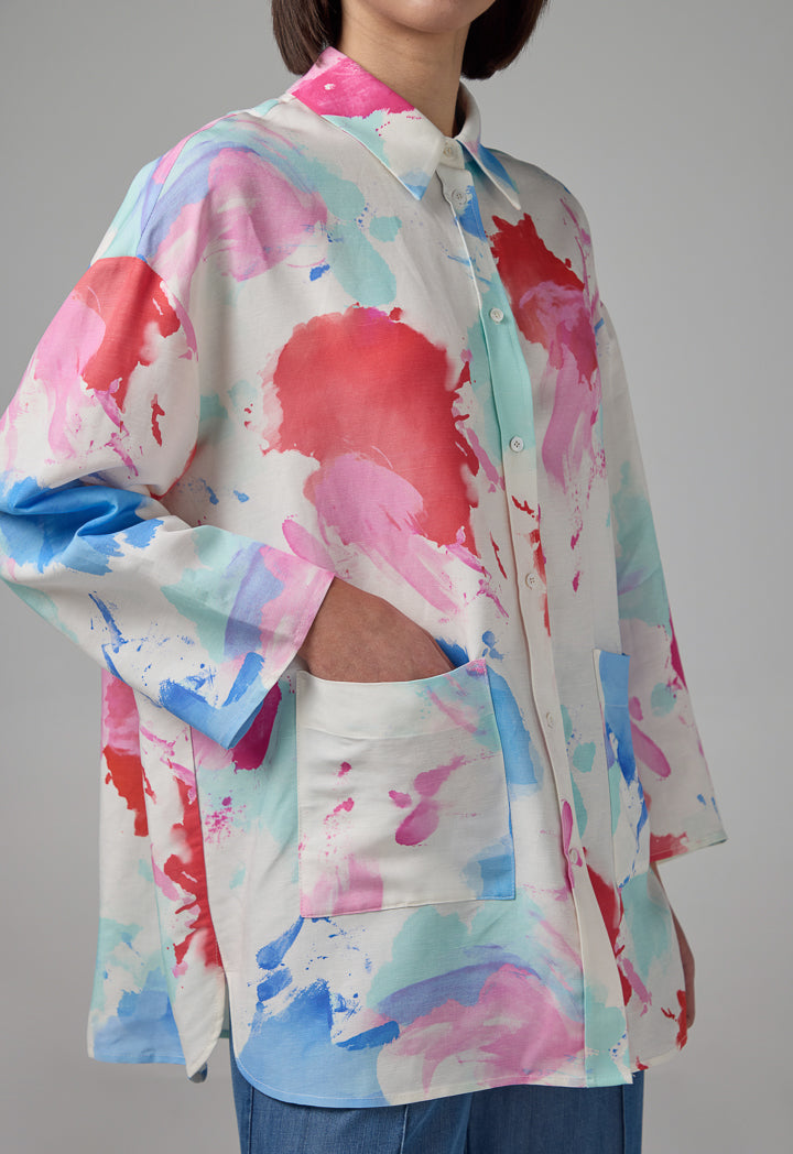 Choice Printed Front Pockets Shirt Multi Color