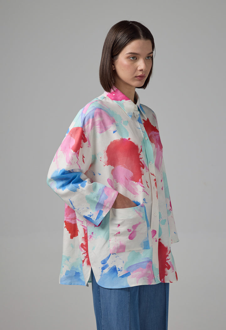 Choice Printed Front Pockets Shirt Multi Color