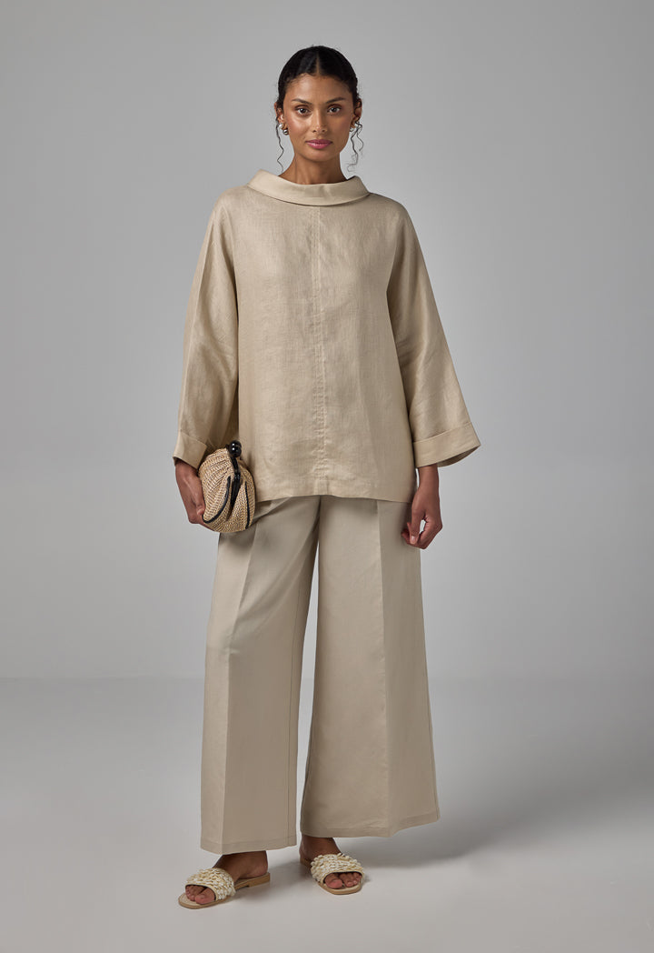 Choice Basic Linen Blouse Sand