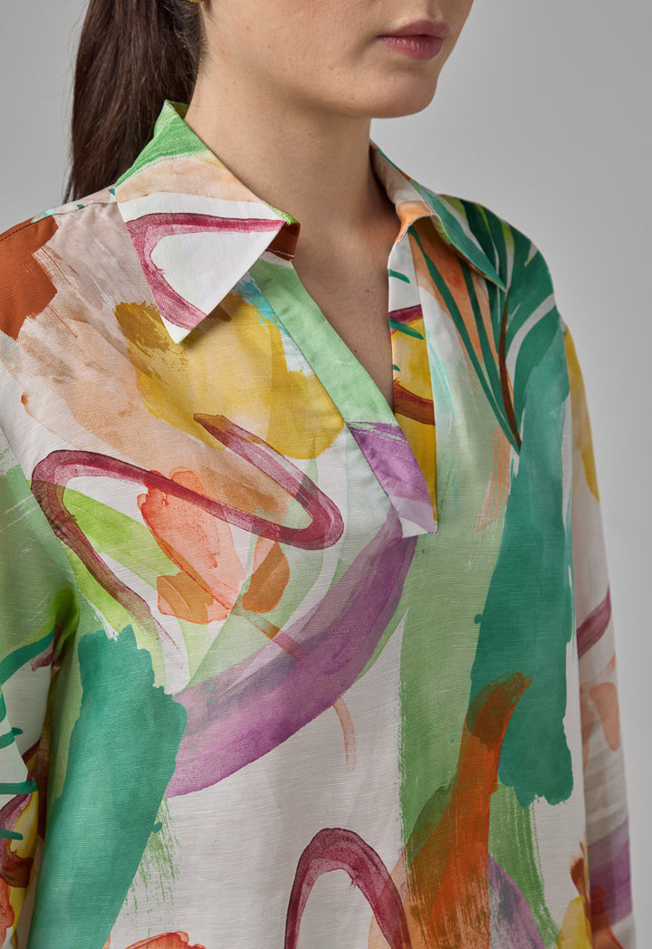 Choice High-Low Printed Shirt Multi Color