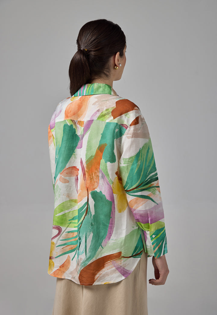 Choice High-Low Printed Shirt Multi Color