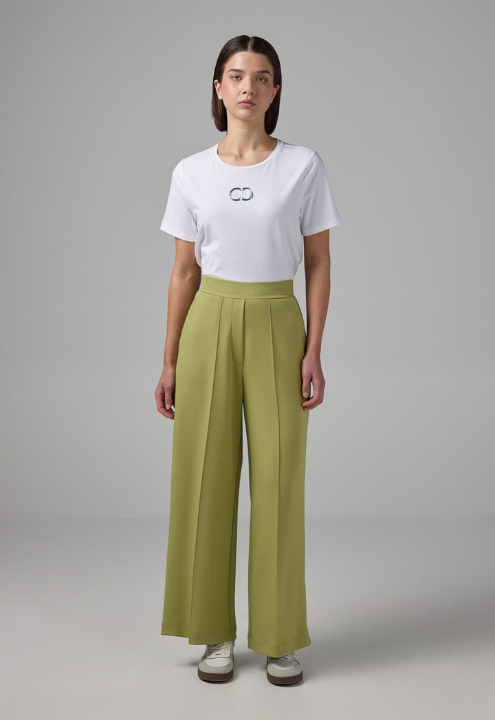 Choice Elasticated Waistband Solid Trousers Green