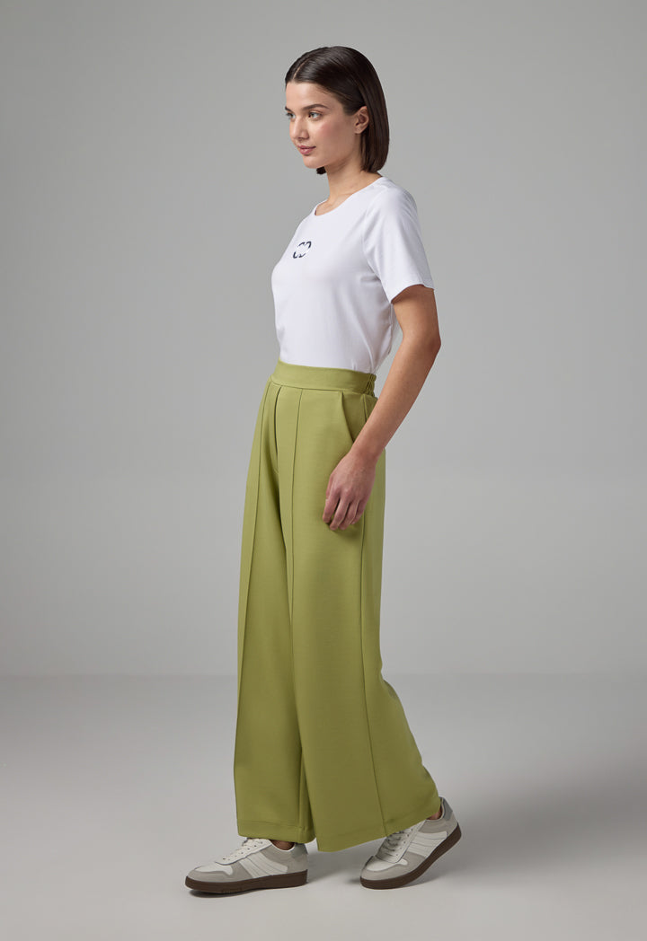 Choice Elasticated Waistband Solid Trousers Green