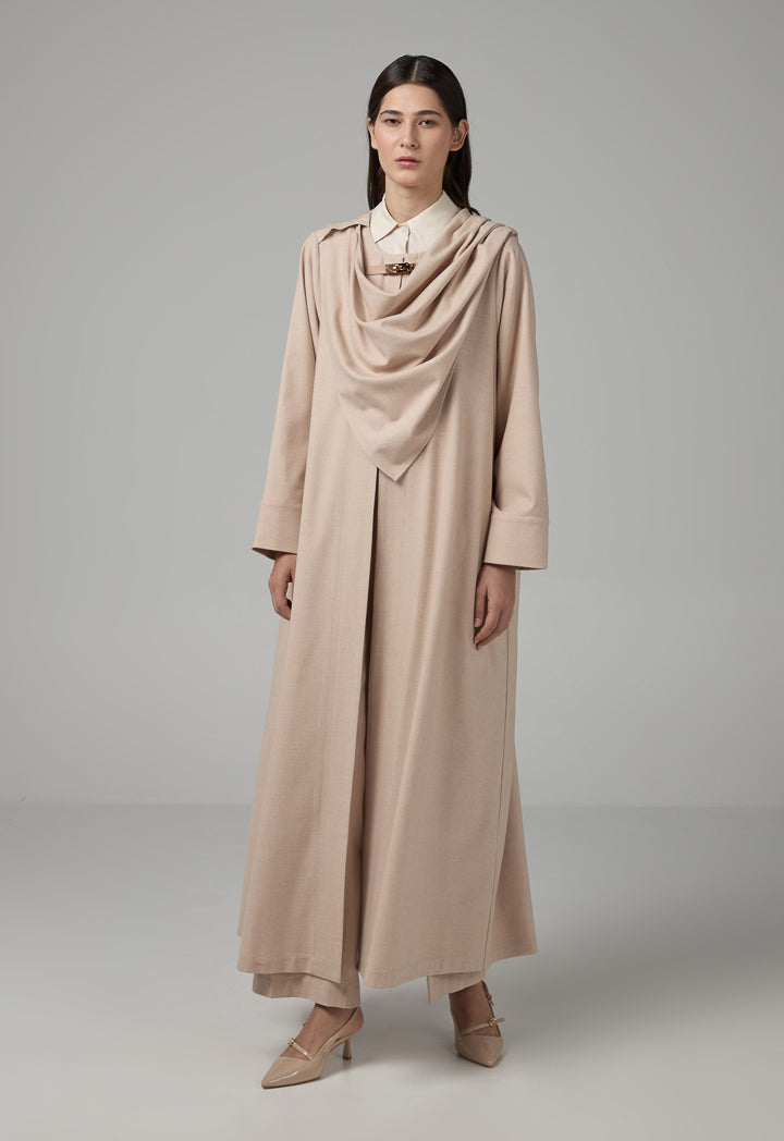 Choice Basic Oversize Maxi Abaya Detachable Scarf Beige