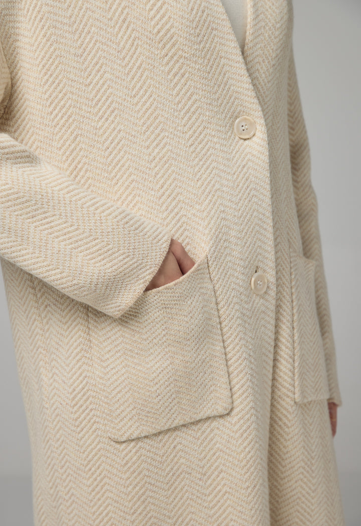 Choice Contrast Knitted Midi Cardigan Camel