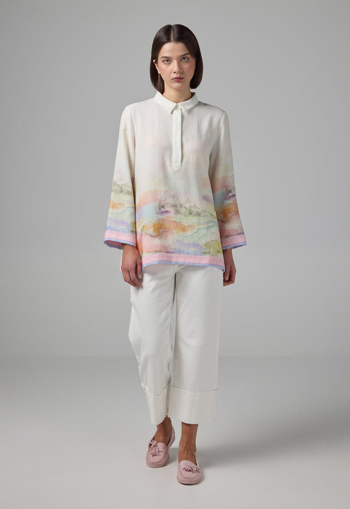 Choice Half Buttons Printed Shirt  Multi Color