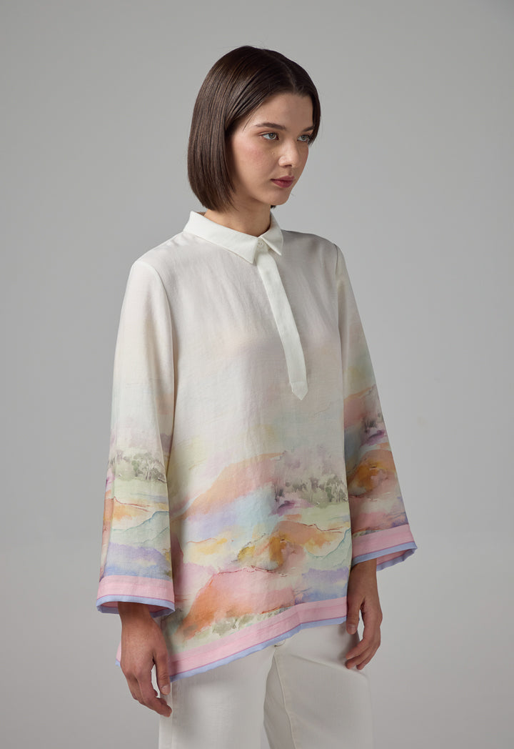 Choice Half Buttons Printed Shirt  Multi Color