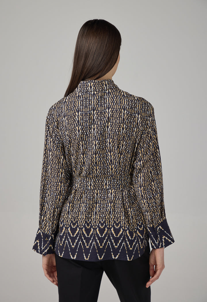 Choice Printed Belted Regular Fit Shirt Black