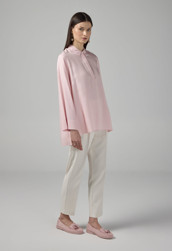 Choice Half Buttons Basic Shirt  Pink