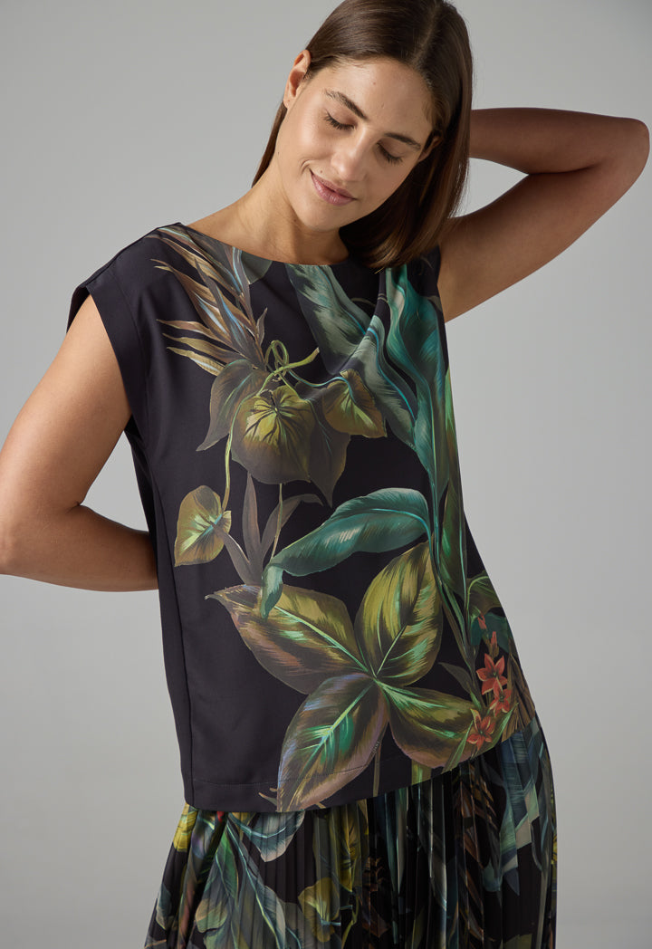 Choice Floral Print Sleeveless Top Black