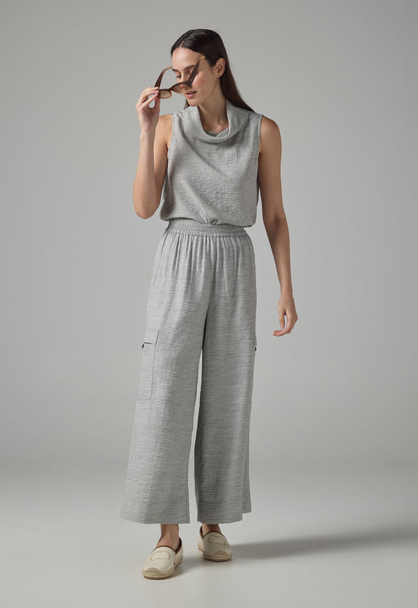 Choice Solid Wide Leg Elasticated Waist Trousers Grey