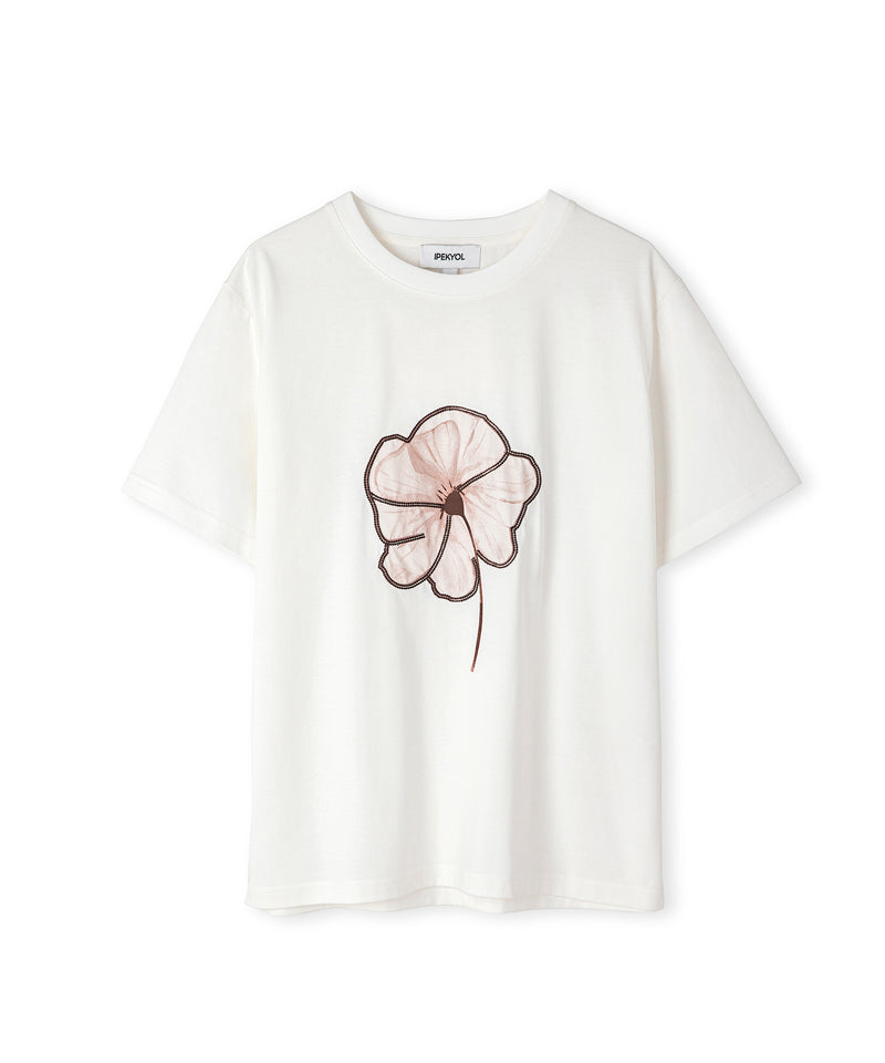 Ipekyol Floral Printed Slogan T-Shirt White