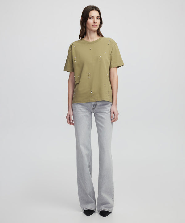 Ipekyol Embroidered T-Shirt Khaki