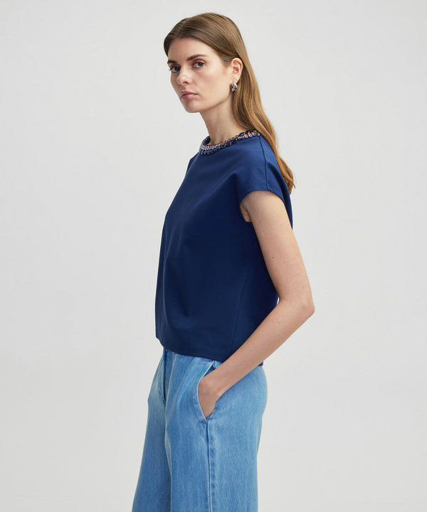 Ipekyol T-Shirt With Contrast Accessories Navy