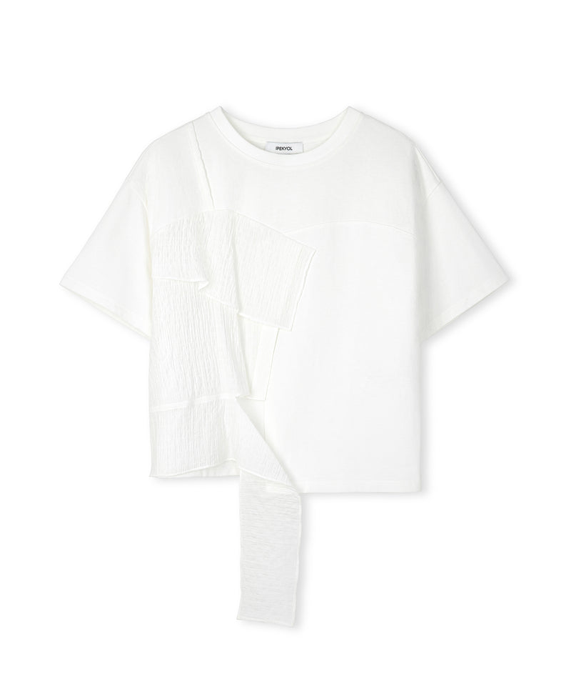 Ipekyol Ruffle Striped Fabric Mix T-Shirt White