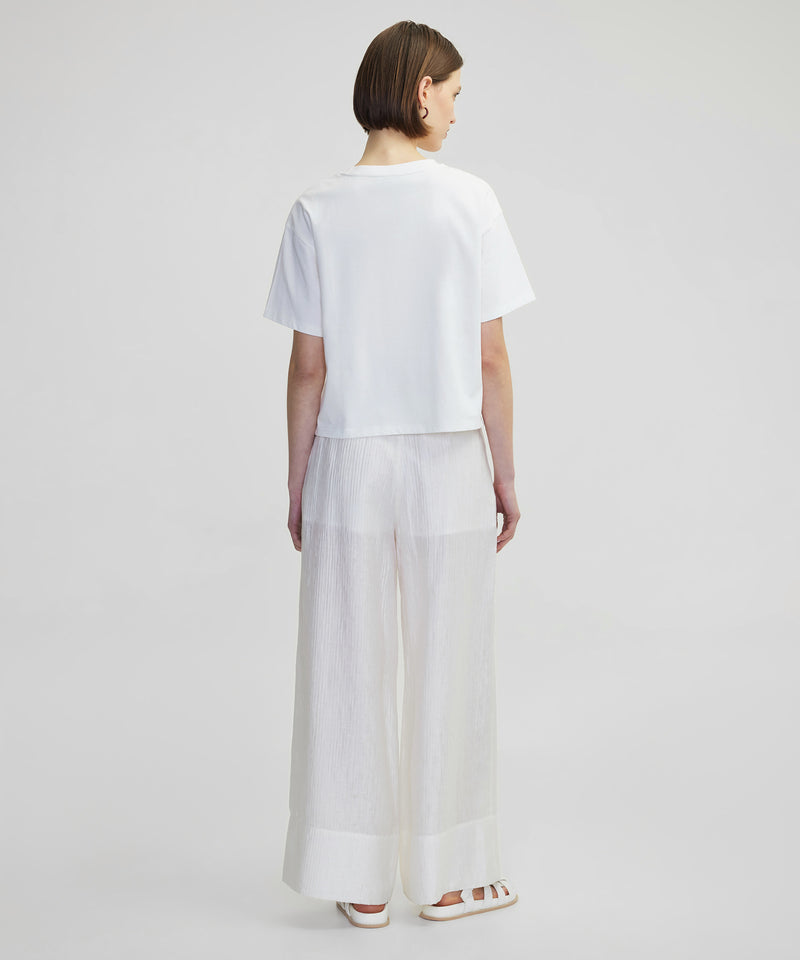 Ipekyol Ruffle Striped Fabric Mix T-Shirt White