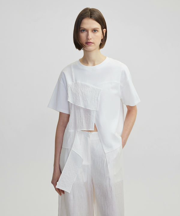 Ipekyol Ruffle Striped Fabric Mix T-Shirt White